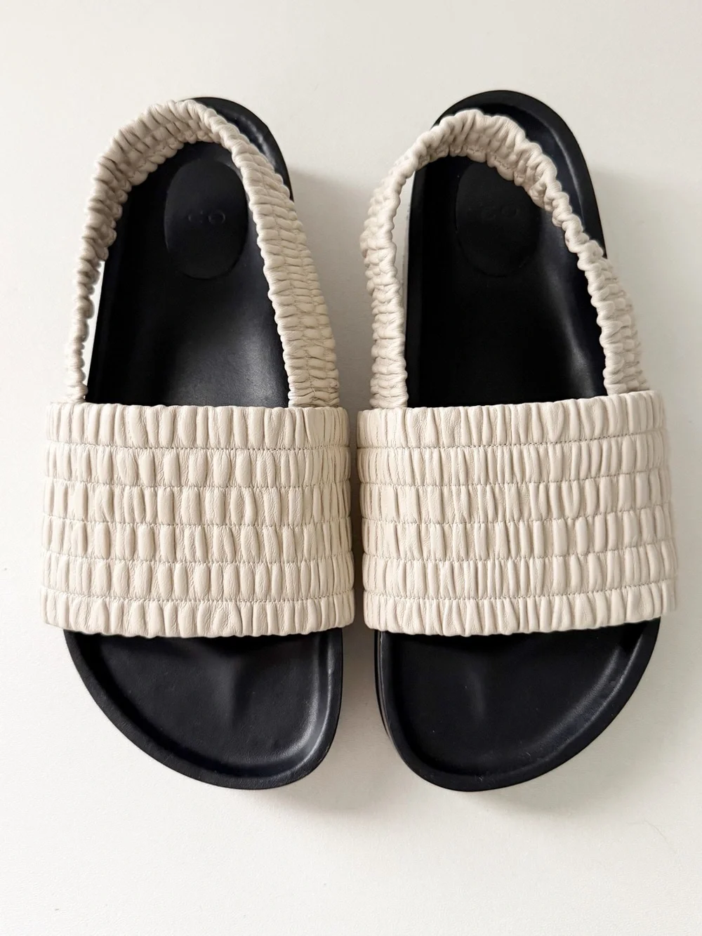 CO Leather Slingback Slide Sandal 9 Chunky Platform Casual Vacation Resort Chic